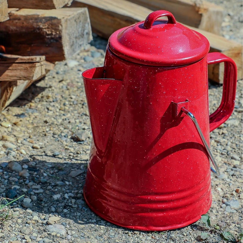 Grip Coffee Percolator (Red) - Durable Glazed Enamel Steel - Prepare Coffee Over the Fire - Camping, Hiking, Backpacking, Fishing, Hunting - (8 Cups) - Image 5